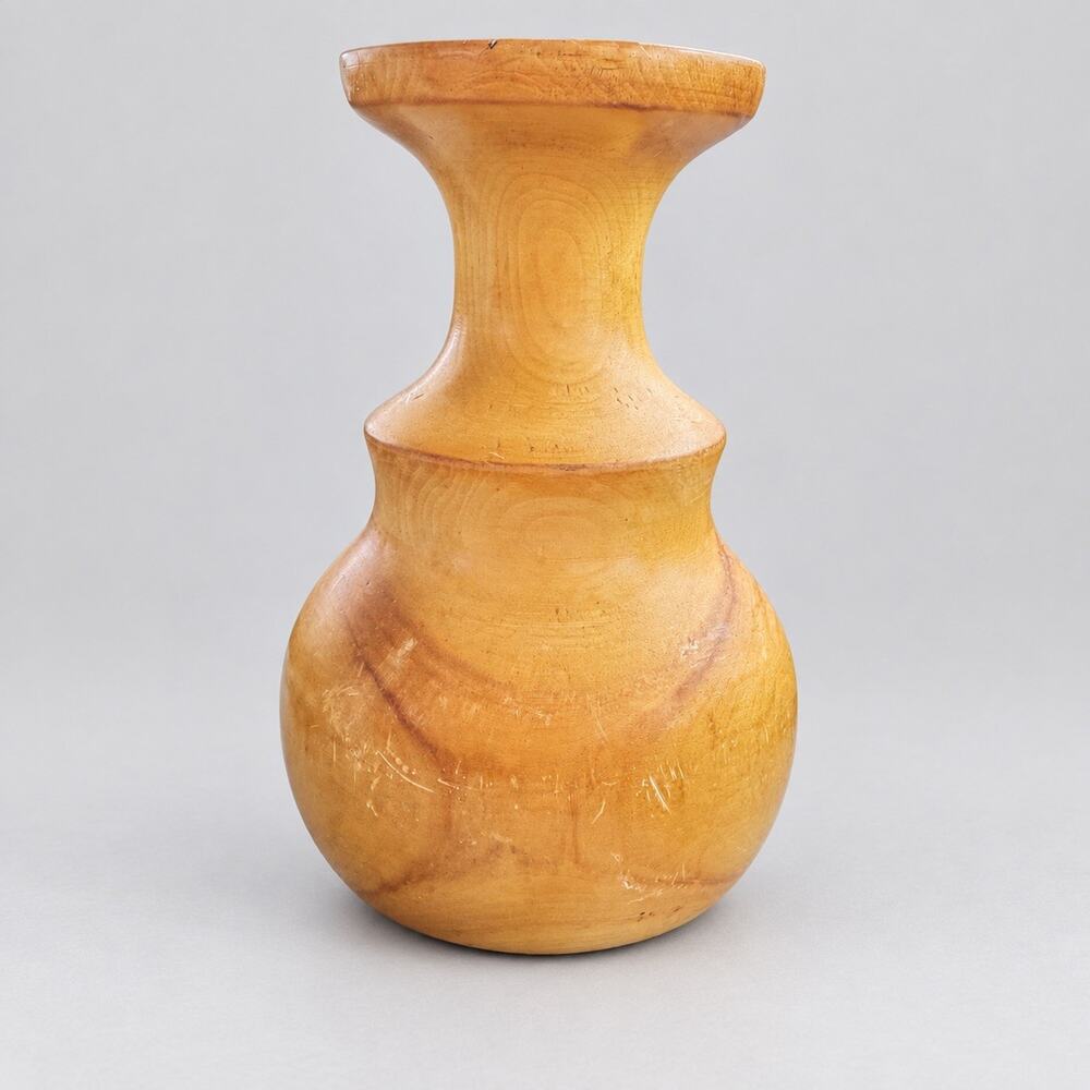 Vintage Paul's Aspen Crafts Hand Turned Aspen Wood Vase Warm Honey Finish 6”